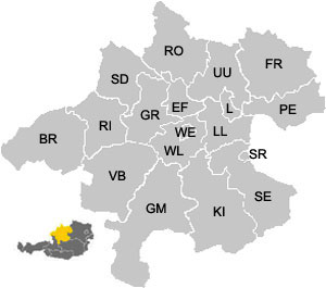 Map of the districts (Bezirke) of Upper Austria (Oberösterreich)